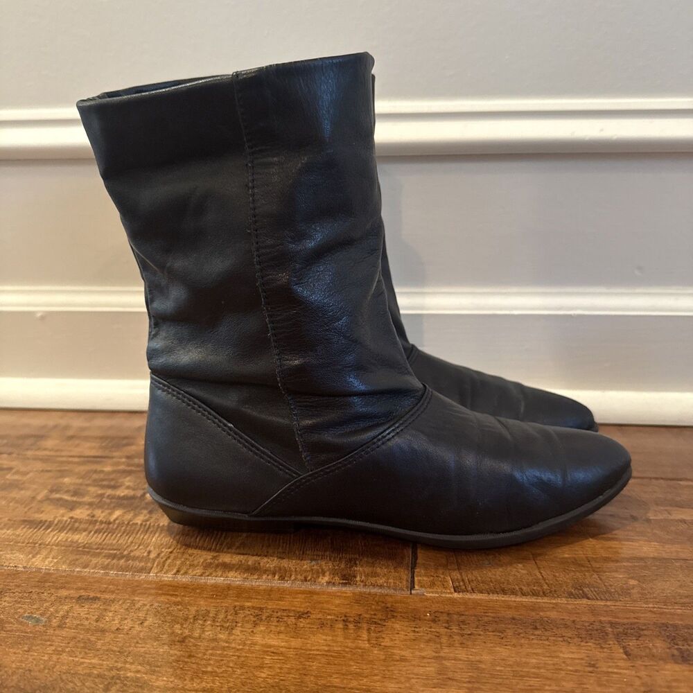 VINTAGE Dexter USA Slouchy Black Leather Low Heeled Boot Women's 8 Thinsulate